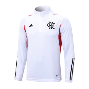 Conjunto Treino Flamengo Ziper Curto  Branco 2023/24