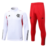 Conjunto Treino Flamengo Ziper Curto  Branco 2023/24