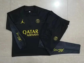 Conjunto Treino PSG Ziper Curto Preto 2023/24