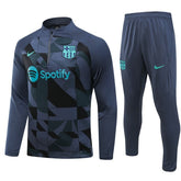 Conjunto Treino Barcelona Ziper Curto Cinza 2023/24