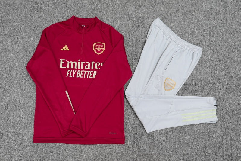 Conjunto Treino Arsenal Ziper Curto Vermelho 2023/24