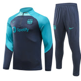 Conjunto Treino Barcelona Ziper Curto Azul 2023/24