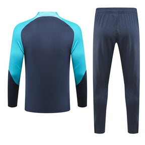 Conjunto Treino Barcelona Ziper Curto Azul 2023/24