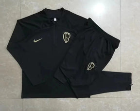 Conjunto Treino Corinthians Ziper Curto Preto 2023/24