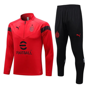 Conjunto Treino Milan Ziper Curto Vermelho 2023/24